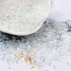 Clear Transparent Colours Luster Glass Seed Beads, Cylinder, Clear, 2x2mm, Hole: 1mm