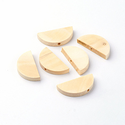 PapayaWhip Unfinished Wood Beads, Natural Wooden Loose Beads Spacer Beads, Flat Half Round, PapayaWhip, 15x30x5mm, Hole: 2mm