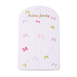 White Paper Hair Clip Display Cards, Arch Shape with Bowknot Pattern, White, 12.2x7.6x0.03cm, Hole: 8.2mm