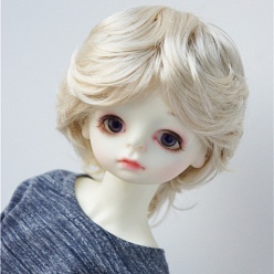 Antique White Imitation Mohair Doll Curly Wig Hair, for 1/3 DIY Boy BJD Makings Accessories, Antique White, fit for 8~9 inch(20.32~22.86cm) head circumference