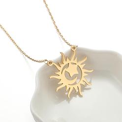 gold sun star moon necklace Stainless Steel Mini Variety Pattern Pendant Necklace Sun Goddess Geometric Clavicle Chain