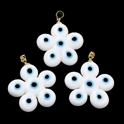 Белый Подвески лэмпворк ручной работы, , с латунной привязкой на поруки, стойки покрытие, белые, 27~31x25.5~29x4~6 мм, отверстие : 4x4 мм