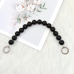 Black Plastic Phone Case Chain Beaded Strap, Short Handbag Chain Strap, with Spring Rings, for DIY Phone Case and Bag Accessories, Black, 30x1.8cm
