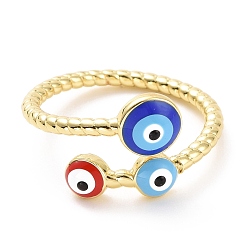 Красный Эмалированное кольцо-манжета сглаза, украшения из латуни с покрытием из светлого золота для женщин, без кадмия и без свинца, красные, размер США 8 1/2 (18.5 мм)