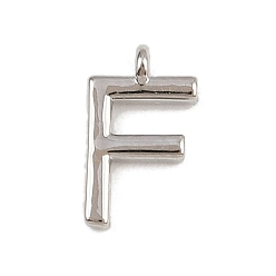 Letter F Латунь прелести, стойки покрытие, долговечный, без кадмия и без свинца, платина, Буква F, 9x5x1.3 мм, отверстие : 0.8 мм