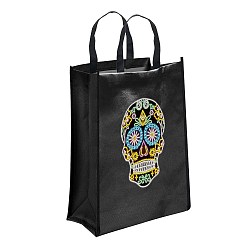 Skull DIY Diamond Painting Handbag Kits, Including Canvas Bag, Resin Rhinestones, Pen, Tray & Glue Clay, Black, Skull, 350x290mm