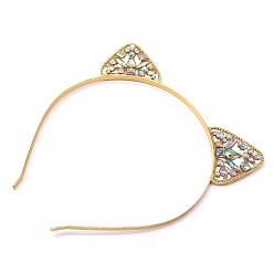 Golden Cat Ear Alloy Crystal AB Rhinestone Head Band, Hair Accessories for Women and Girls, Golden, No Size
