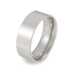 Stainless Steel Color 201 Stainless Steel Flat Plain Band Rings, Wide Band Rings, Stainless Steel Color, US Size 10, Inner Diameter: 20mm, 8mm