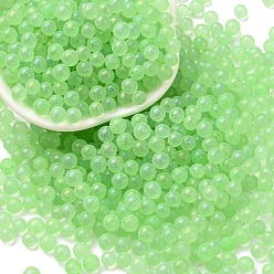 Lime Luminous Glow in the Dark Transparent Glass Round Beads, No Hole/Undrilled, Lime, 5mm, about 2800Pcs/bag