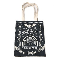 Skull Printed Canvas Women's Tote Bags, with Handle, Shoulder Bags for Shopping, Rectangle, Halloween, Talking Board, Skull, 61cm