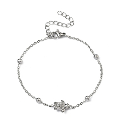 Turtle Тема морской жизни 304 Браслеты из нержавеющей стали, спутниковые цепи браслеты для женщин, цвет нержавеющей стали, черепаха, 6.42 дюйм (16.3 см)