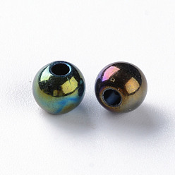 Noir Perles acryliques opaques, de couleur plaquée ab , ronde, noir, 6x5mm, Trou: 1.8mm, environ4400 pcs / 500 g