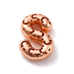 Letter S Латунные подвески, стойки покрытие, долговечный, без кадмия и без свинца, подвески с полыми буквами, Письмо с, 23x16x7.5 мм, отверстие : 4.7x3 мм