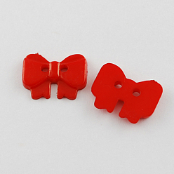 Красный Акриловые кнопки, 2-луночное, окрашенные, бантом, красные, 10x13.5x2.5 мм, отверстие : 2 мм