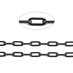 Electrophoresis Black 304 Stainless Steel Paperclip Chains, Soldered, with Spool, Electrophoresis Black, 3x1.5x0.3mm, about 32.8 Feet(10m)/roll