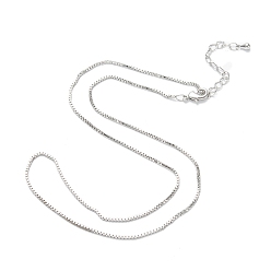 Real Platinum Plated Brass Box Chain Necklaces, Long-Lasting Plated, Real Platinum Plated, 16.34 inch(41.5cm)