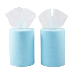 Light Sky Blue Deco Mesh Ribbons, Tulle Fabric, Tulle Roll Spool Fabric For Skirt Making, Light Sky Blue, 6 inch(15cm), about 100yards/roll(91.44m/roll)