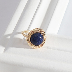 lapis lazuli Natural Stone Geometric Ring - Stylish and Versatile European-American Jewelry