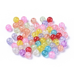 Mixed Color Transparent Crackle Glass Beads, Round, Mixed Color, 4~4.5x4mm, Hole: 1mm, about 100pcs/bag