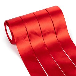 Red Single Face Solid Color Satin Ribbon, Christmas Ribbon for Crafting, Sewing, Wedding Decoration, Red, 2 inch(48~50mm), about 25yards/roll(22.86m/roll), 4rolls/group, 100yards/group(91.44m/group)