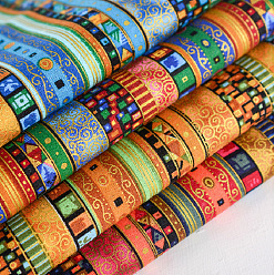 Разноцветный Хлопково-льняная ткань с квадратным принтом, для пэчворка, шить ткани для пэчворка, с рисунком в этническом стиле, красочный, 48x48 см