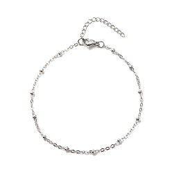 Stainless Steel Color 304 Stainless Steel Satellite Chains Anklet for Women, Stainless Steel Color, 9-1/8 inch(23.2cm)