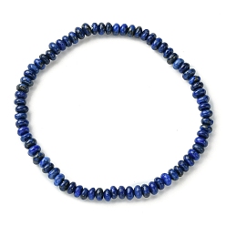 Lapis Lazuli Natural Lapis Lazuli Flat Round Beaded Stretch Bracelets for Women, Inner Diameter: 2-3/8 inch(6cm)
