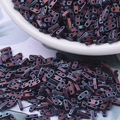 (QTL2005) Матовый Металлический Темный Малиновый Ирис Миюки четверть бусины тила, японский бисер, 2-луночное, (qtl 2005) матовый ирис с малиновым оттенком, 5x1.2x1.9 мм, отверстие : 0.8 мм, Около 480 шт / 10 г