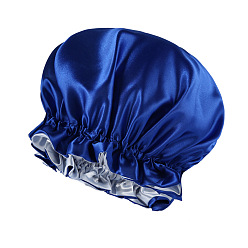 Blue Double-Layered Satin Lined Sleep Cap for Chemotherapy - Extra Large Round Hat