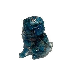 Apatite Resin Dog Figurines, with Natural Apatite Chips inside Statues for Home Office Decorations, 50x35x55mm