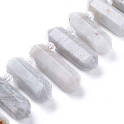 Labradorite Natural Labradorite Beads Strands, Top Drilled Beads, with Glass Beads, Faceted, Double Terminated Point, 22~38x6.5~11x8~12mm, Hole: 1.6mm, about 25pcs/Strand, 14.76 inch(37.5cm)