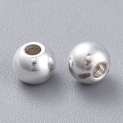 Silver 201 Stainless Steel Beads, Round, Silver, 5x4mm, Hole: 1.8mm