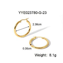 Золотой Преувеличенные 304 серьги-кольца из нержавеющей стали, золотые, 23.8x3 мм