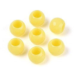 Желтый Непрозрачные акриловые бусины, круглые, желтые, 12x9.8 мм, отверстие : 6.5 мм, Около 850 шт / 500 г
