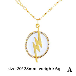 MNE1033-Droplet Oil Pendant Colorful Oil Drop Necklace with Lightning Pendant - Unisex, Hip-hop, Collarbone Chain.