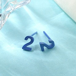 Blue Hypoallergenic Bioceramics Zirconia Ceramic Stud Earrings, Number 2, No Fading and Nickel Free, Blue, 7x4.5mm