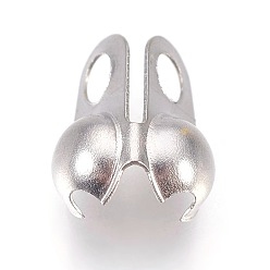 Stainless Steel Color 304 Stainless Steel Bead Tips, Calotte Ends, Clamshell Knot Cover, Stainless Steel Color, 9.5x6mm, Hole: 2mm, Inner Diameter: 4mm