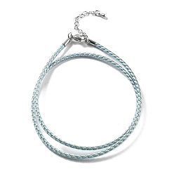 Светло-Голубой Изготовление плетеных ожерелий из полиэфирного шнура, с латунной фурнитурой , нержавеющая сталь застежками, долговечный, платина, Небесно-голубой, 18-3/4 дюйм (47.5 см)