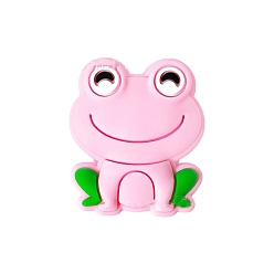 Pink Frog Food Grade Silicone Beads, Chewing Beads For Teethers, DIY Nursing Necklaces Making, Pink, 28.5mm