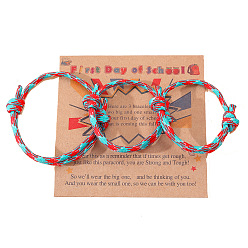 Небесно-голубой 3шт. 3 стили полиэстер браслеты для первого дня школы, набор семейных браслетов «мама, папа и я», с бумажной карточкой, голубой, 4-3/4 дюйм (12 см)