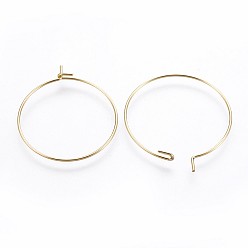 Golden 316 Surgical Stainless Steel Hoop Earring Findings, Wine Glass Charms Findings, Golden, 20~21 Gauge, 33.9~34.9x29.1~29.8x0.7~0.8mm