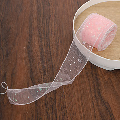 Бледно-Розовый Ленты сетки деко полиэстера, звезда картины, тюль ткань, Модная катушка из тюля для изготовления юбок, розовый жемчуг, 2-1/8 дюйм (55 мм)