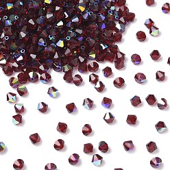 90091 200 Vivid Siam AB Хрустальные бусины preciosa®, чешский хрусталь, биконус(451 69 302 рондель), 90091 200 яркий сиамский аб, 4 мм, отверстие : 0.8 мм