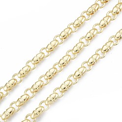 Real 18K Gold Plated Bullet Shape Alloy Link Chains, with Spool, Cadmium Free & Nickel Free & Lead Free, Unwelded, Real 18K Gold Plated, 12x6x5.5mm, about 32.81 Feet(10m)/Roll