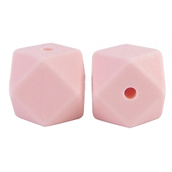 Misty Rose Octagon Food Grade Silicone Beads, Chewing Beads For Teethers, DIY Nursing Necklaces Making, Misty Rose, 17mm