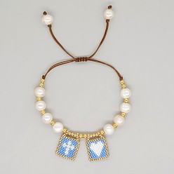 ZZ-B230001H Bohemian Style Single Color Beaded Love Cross Freshwater Pearl Bracelet for Women