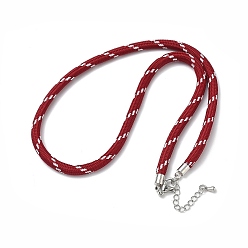 Dark Red Ployester Core-Wrapped Round Cord Necklace Making, with Brass Finding, Platinum, Dark Red, 17.72x0.18 inch(45x0.45cm)