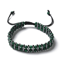 Малахит Регулируемые плетеные браслеты из синтетического малахита и синтетического гематита, внутренний диаметр: 2-1/4~3-3/8 дюйм (5.6~8.5 см)