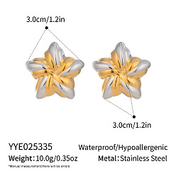 Золотой & Серебряный 304 двухцветные серьги-гвоздики в форме звезды с полосками из нержавеющей стали, золотой и серебряный, 30x30 мм