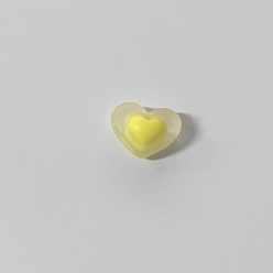 Jaune Verge D'or Perles acryliques givrés, Perle en bourrelet, cœur, jaune verge d'or clair, 13x17mm, Trou: 3mm